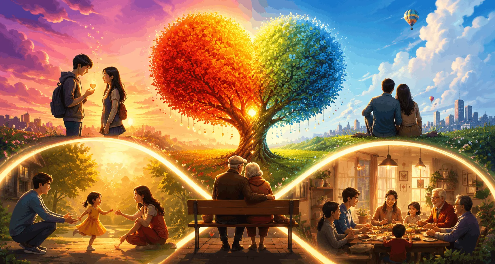 A warm, reflective scene representing love, family, and human connection